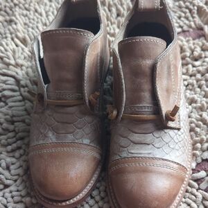 Freebird by Steven Mabel Leather Loafers Brown Distressed Slip On Size 5